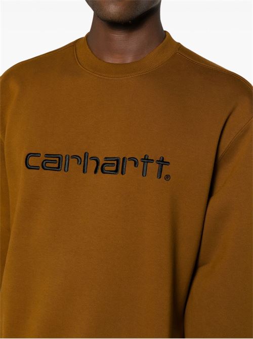 Felpa marrone di CARHARTT WIP caratterizzata da logo frontale, maniche lunghe e girocollo. CARHARTT WIP | I0305463CEXX